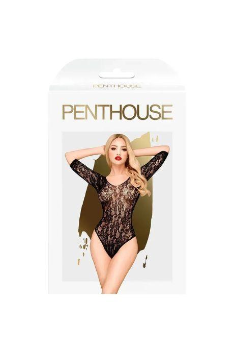 Боди Penthouse Midnight Visit Black глубокая горловина вырез на спине рукава