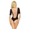 Боді Penthouse Salute Me Black імітація шнурівки на спині та декольте геометричне плетіння чорний колір