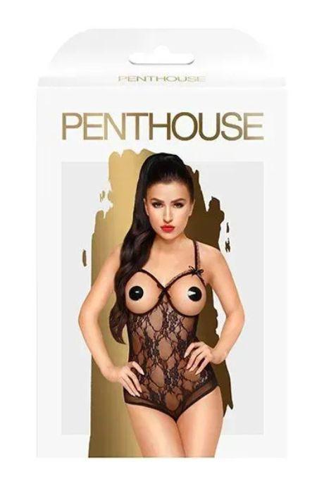 Боді з відкритою груддю і спиною Penthouse - Turned On Black чорний колір