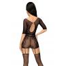 Бодістокінг Penthouse High stakes Black міні-сукня квітковий декор глибоке декольте панчохи чорний колір