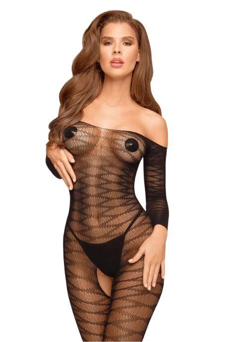 Бодістокінг з довгими рукавами Penthouse - Dreamy Diva Black чорний колір