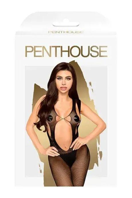 Бодістокінг із глибоким вирізом на спині Penthouse - Forbidden Fruit Black чорний колір