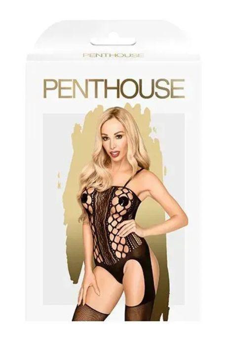 Бодістокінг з імітацією панчох Penthouse - Bomb Squad Black чорний колір