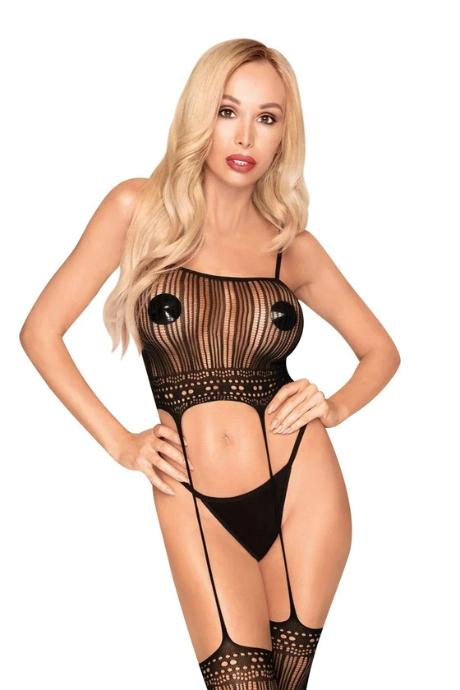 Бодістокінг з топом та панчохами на підв'язках Penthouse - Sex Dealer Black колір