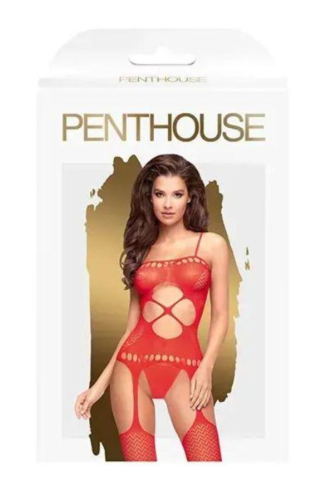 Бодістокінг з вирізом на животику Penthouse - Hot Nightfall Red черовний колір