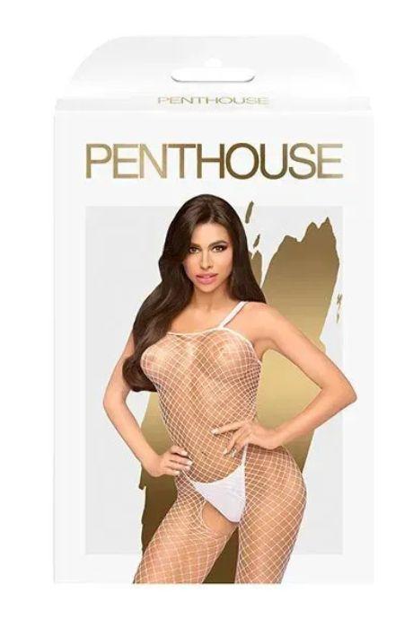 Бодістокінг у велику сітку Penthouse - Body Search White білий колір