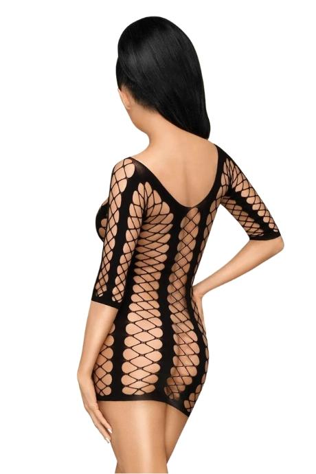 Міні-сукня Penthouse Bedtime Surprise Black велика сітка рукава вертикальні вставки чорний колір