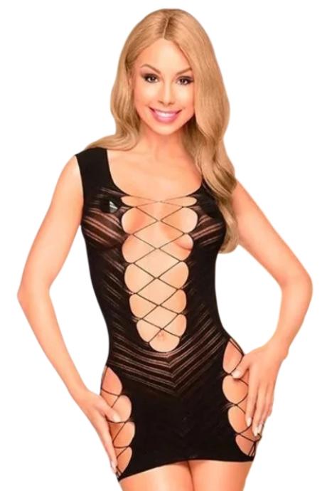 Мини-платье с открытыми бедрами и попкой Penthouse - Flame on the Rock Black