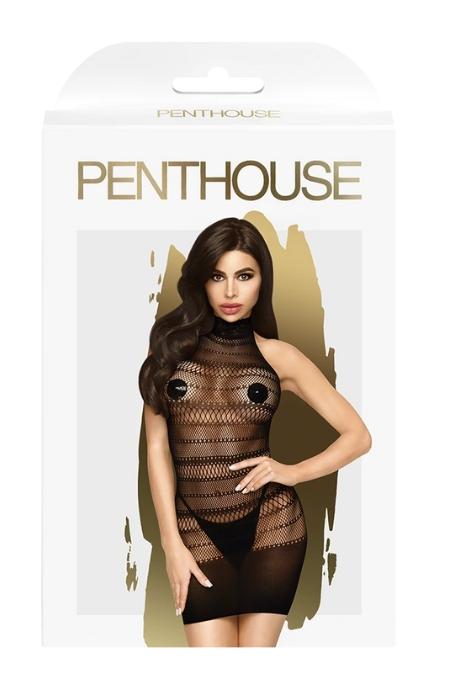 Міні-сукня сітка з горлом Penthouse - Epic Night Black колір