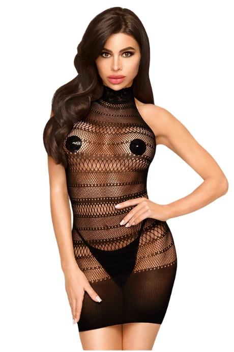 Міні-сукня сітка з горлом Penthouse - Epic Night Black колір