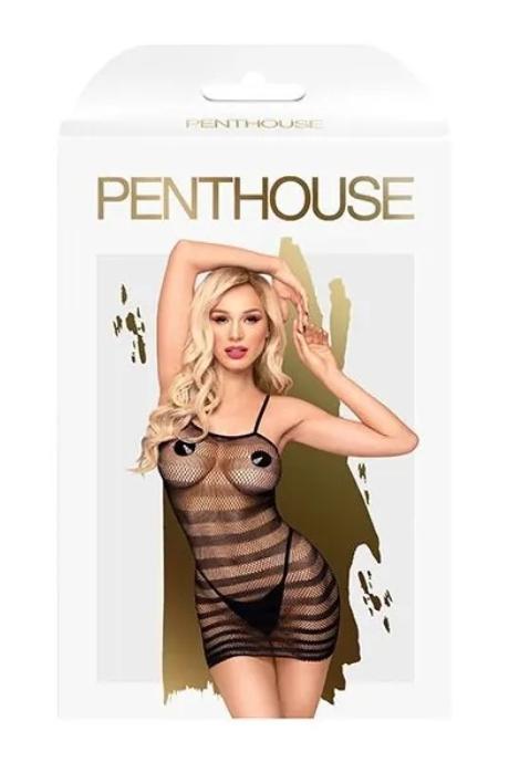 Мини-платье в горизонтальные полосы Penthouse - Ecstasy Queen Black