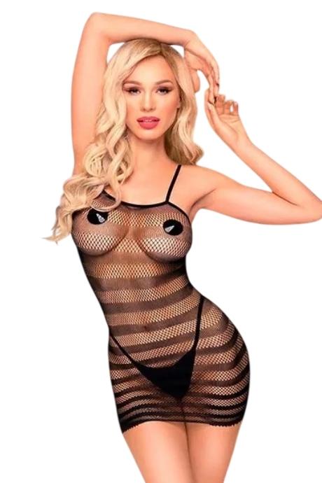 Мини-платье в горизонтальные полосы Penthouse - Ecstasy Queen Black