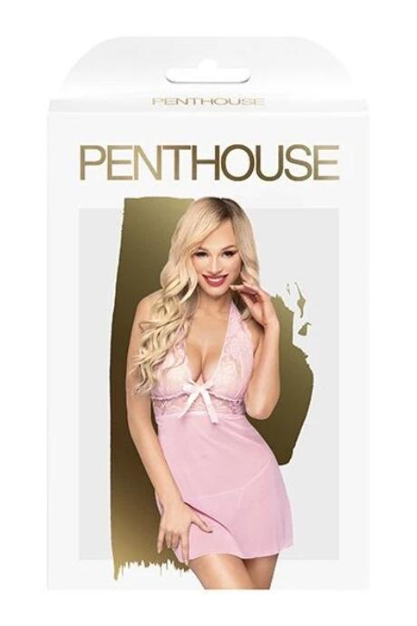 Рубашка з коміром халтером та стрінгами Penthouse - Sweet&Spicy Rose колір
