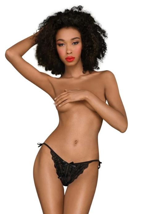 Трусики-сліпи Penthouse Too Hot To Be Real Black мереживо регульована посадка чорний колір