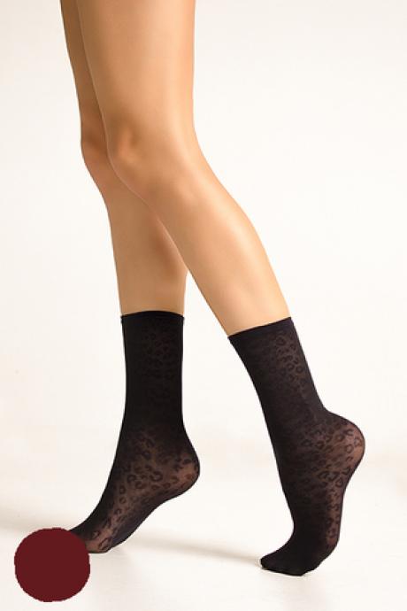 LEGS Носки женские с рисунком L1535 CALZINO LEOPARDATO BORDEAUX
