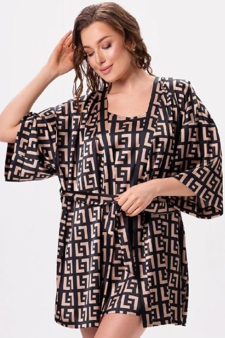 Shato Халат жін 2611 black-beige чорний колір